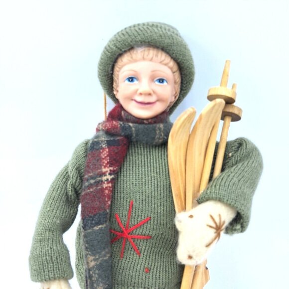 Handcrafted Male Skier-Quality Materials-Wooden Skis-14 Inches-European Made - Picture 2 of 10